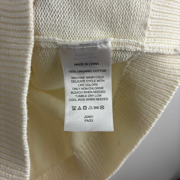 QUINCE Organic Cotton Cardigan – Cream V-Neck Oversized – 12- Back to School - Picture 5 of 7